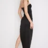 Corsetto in raso nero a pieghe per abito midi