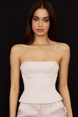 Corsetto senza spalline in raso cristallo “Angelica”