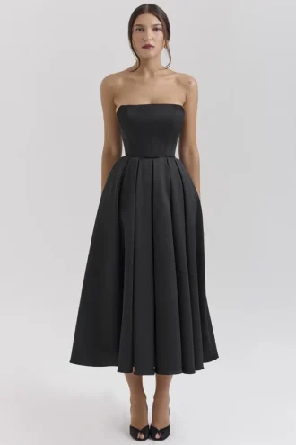 Corsetto senza spalline in raso nero Contessa