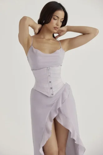 Corsetto sotto il seno in raso grigio Vienne