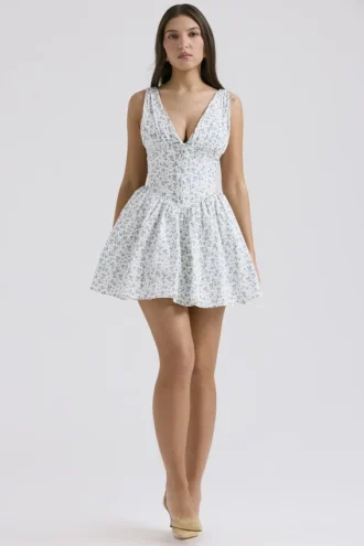 Fabrizia Abito mini a corsetto con stampa Bluebell bianco