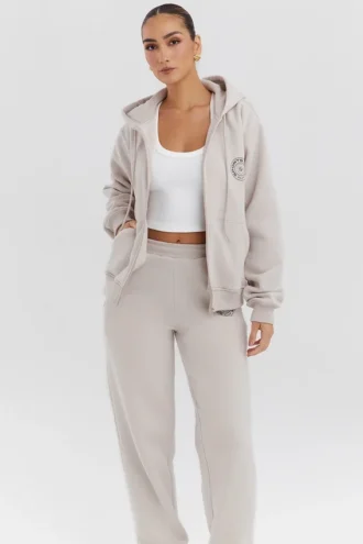 Felpa con cappuccio e zip frontale in cotone felpato Mirage Cloud
