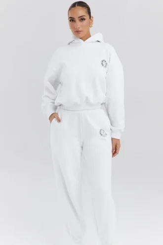 Felpa con cappuccio Muse in cotone bianco con interno in pile