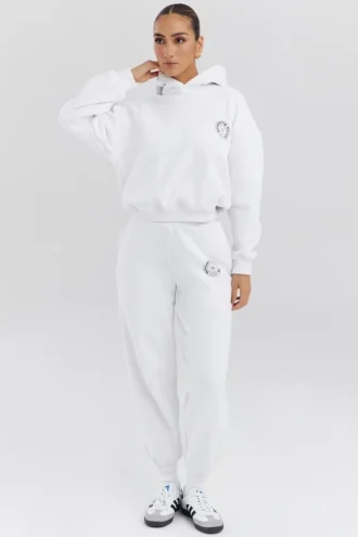 Felpa con cappuccio Muse in cotone bianco con interno in pile