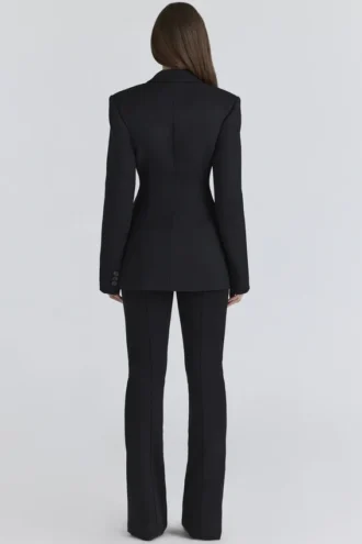 Giacca blazer a clessidra in crêpe nero Luella