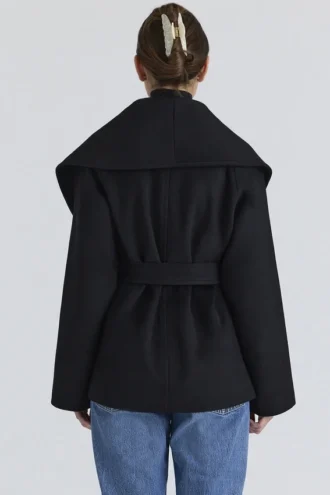 Giacca con collo a scialle in lana nera James