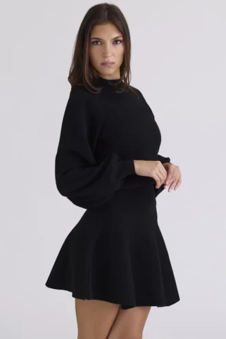 Gonna in lana e cashmere nera Rosina