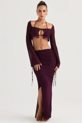 Gonna lunga con cut-out Amalfi Prune