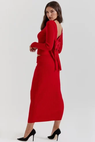 Gonna lunga in misto cashmere Lourdes Scarlet