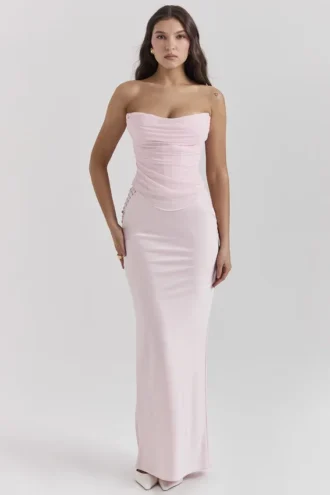 Gonna lunga in raso rosa Giuliana Ballerina
