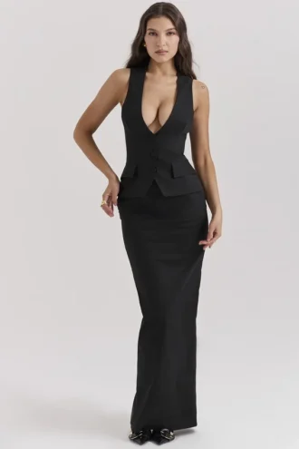 Gonna lunga in twill nero Hart